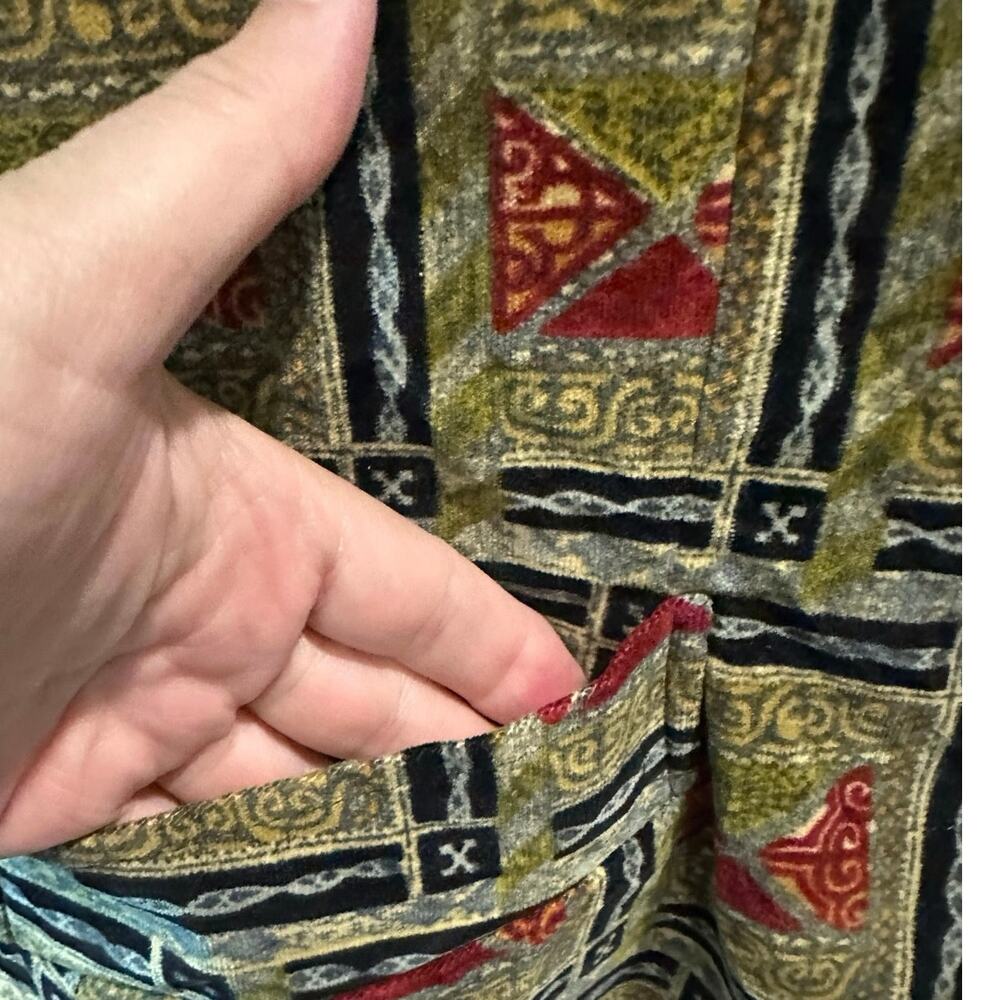 Vintage Velour Blazer 90s Geometric Tapestry Print Mixed Pattern Style Jacket - Picture 8 of 11